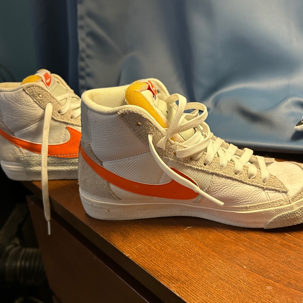 Nike White and Orange High-Tops